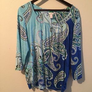 Chico''s Paisley Print Top Sz XL = Chico's 3